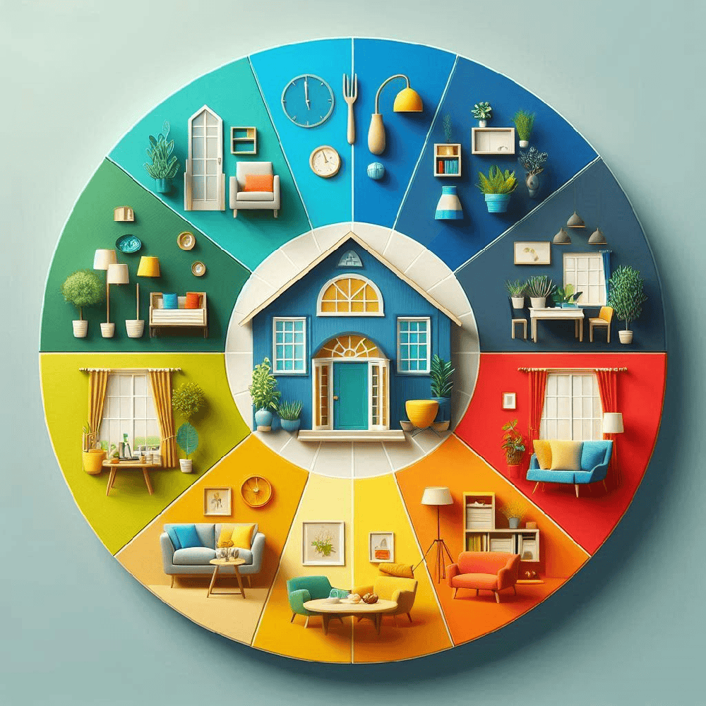 A picture of a vastu home color wheel